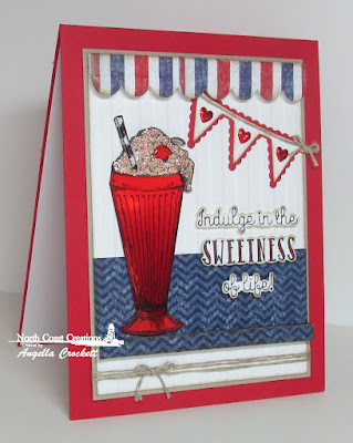 North Coast Creations Stamp set: Ice Cream Shoppe, Our Daily Bread Designs Patriotic Paper Collection, Our Daily Bread Designs Custom Dies: Clouds and Raindrops, Custom Pennant Row, Window Shutter and Awning