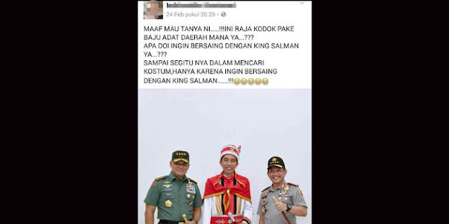 Hina Jokowi dan Pakaian Adat Maluku, Pengguna Facebook Ini Dipolisikan Hina Jokowi dan Pakaian Adat Maluku, Pengguna Facebook Ini Dipolisikan