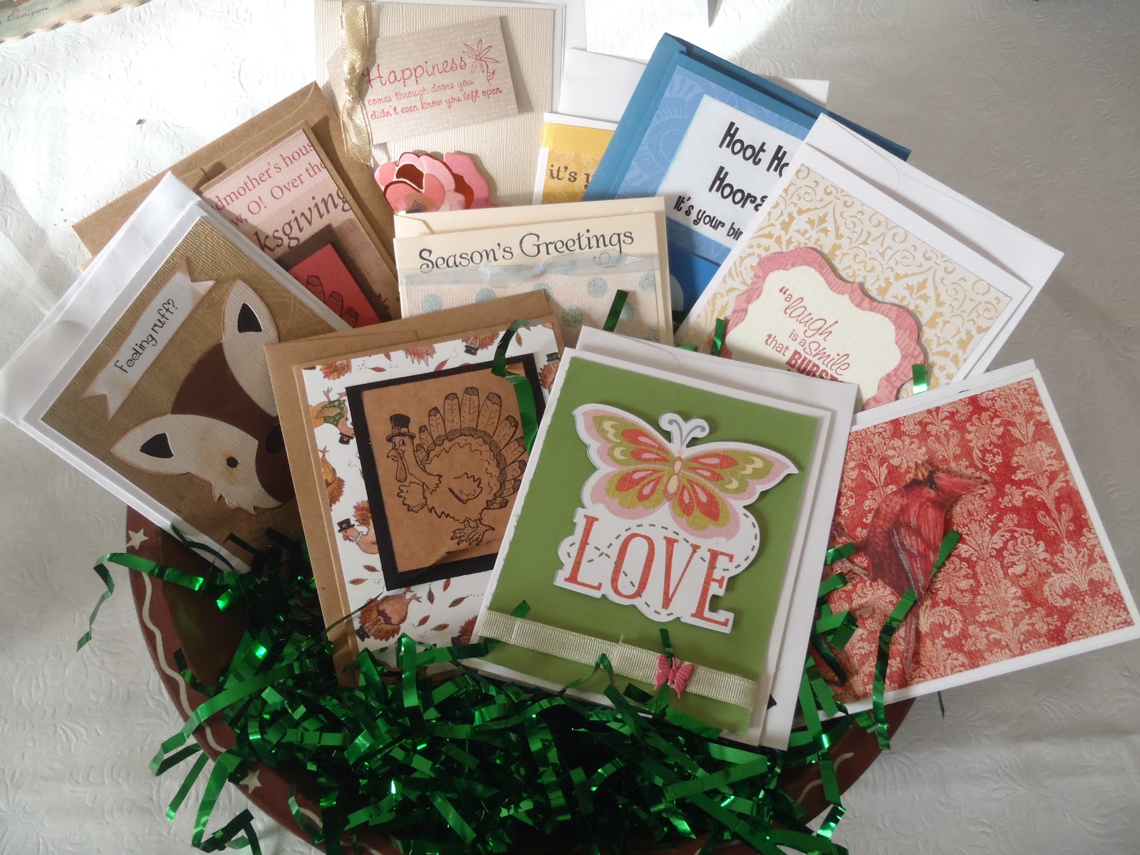 Creating With The J's Another Chinese Auction basket of cards