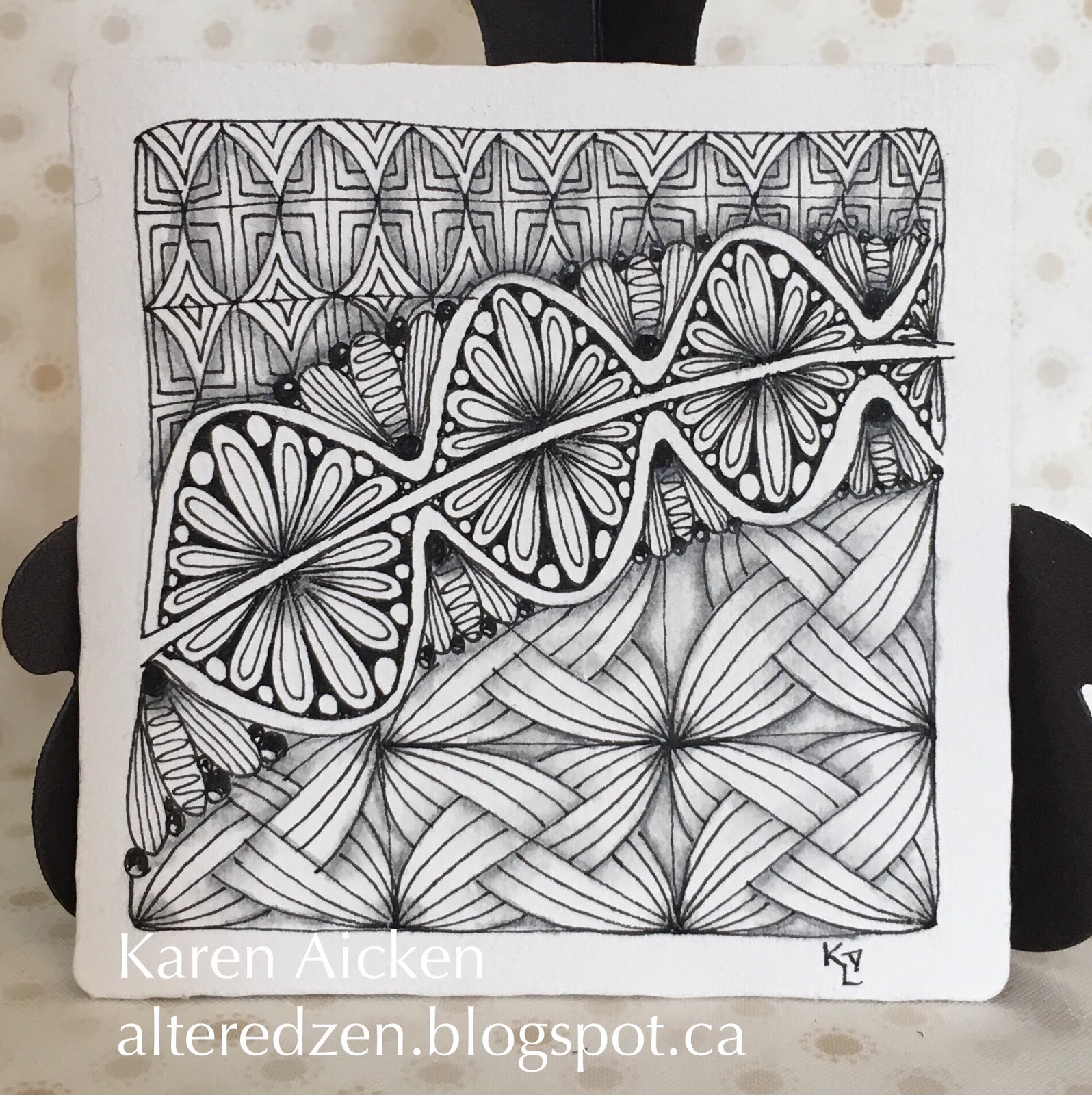 Altered Zen Zentangle Tile 65