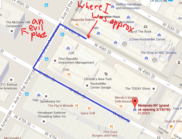 How long Nintendo NY's line was Nintendo NY long line map around the block 49th Street