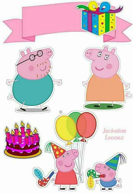 Peppa Pig Birthday Free Printable Cake Toppers.