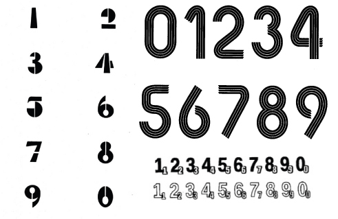 Образцы шрифтов цифры с названиями