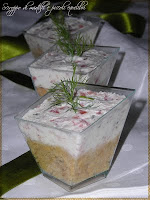 Bicchierini di cheese cake salati ai taralli e crema alla   finocchiona