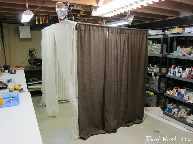 final finished photo booth with curtains, how to, build, make