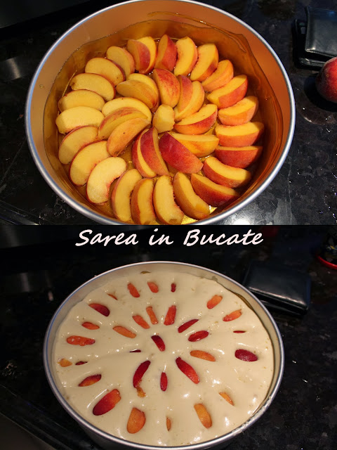 Upside down peach cake/ Tort cu piersici intors