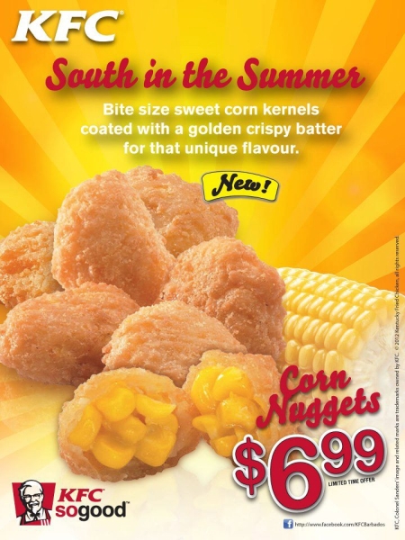 Around The World Kfc Barbados Offers Corn Nuggets Brand Eating