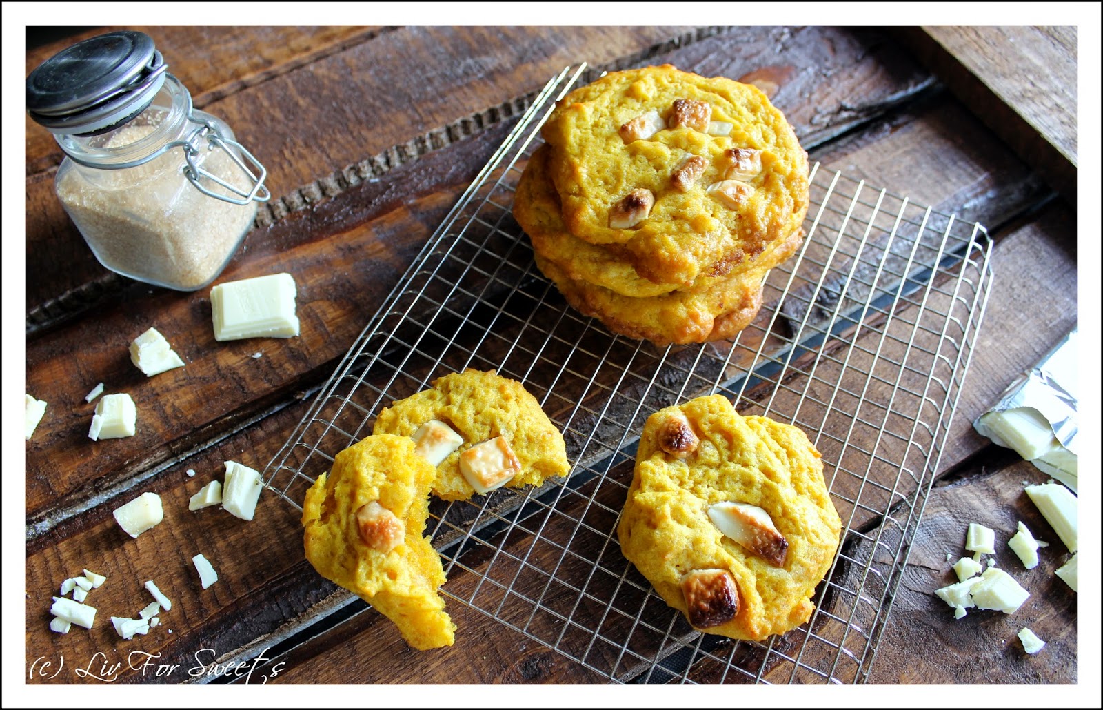 Kürbis-Cookies mit weiße Schokolade