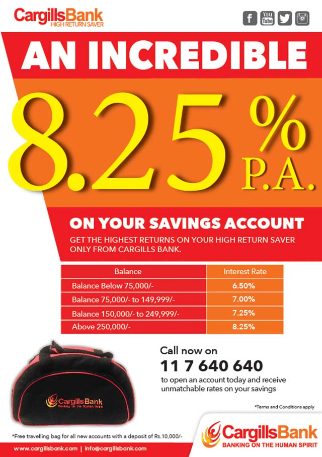 High Return Saver from Cargills Bank gives you the highest interest on your savings The