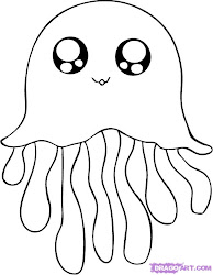 coloring jellyfish animals animal sea cartoon colouring ocean drawings jelly drawing draw template