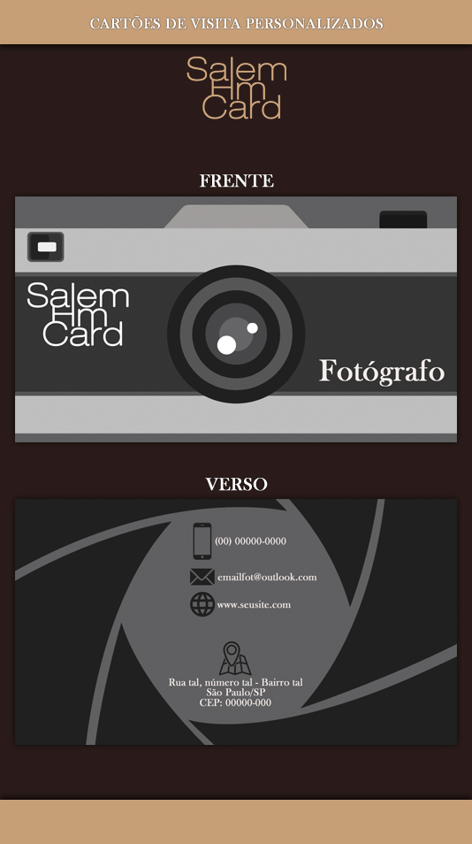 Cartão de Visita - Modelo 1 - Fotografia