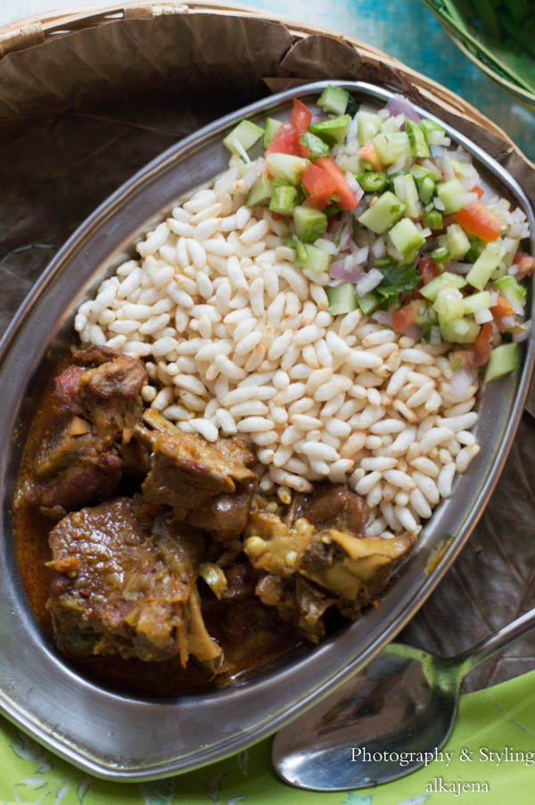 Mudhi Mansa Culinary Xpress: MUDHI MANSA - Puffed Rice with Goat Meat Curry