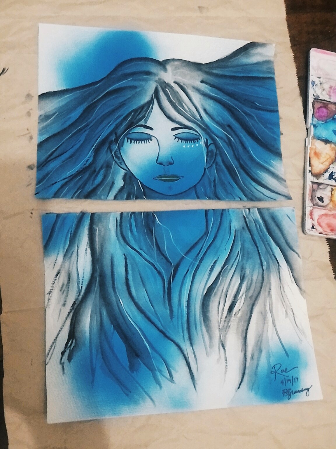 Watercolor + Spray Paint on Watercolor Paper Raellarina Philippines