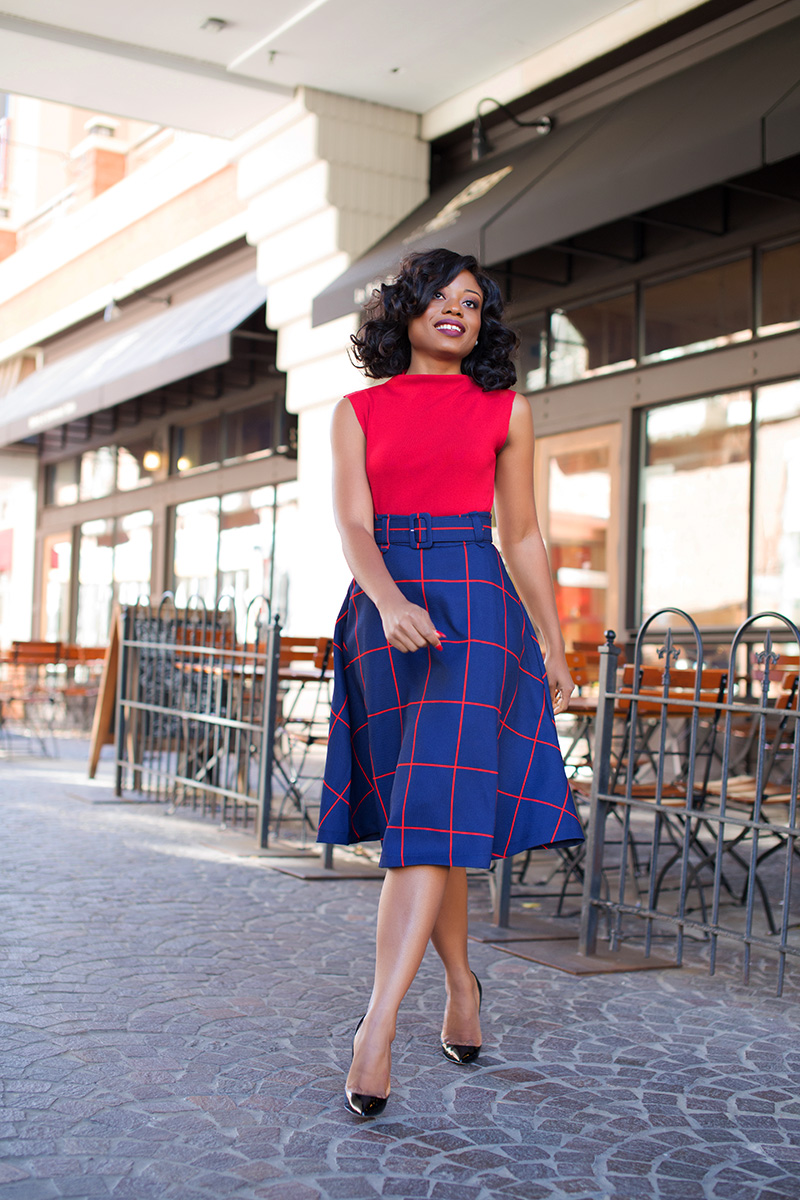 Fall Work Style: Plaid Midi Skirt - Jadore-Fashion