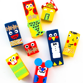 DIY Wooden Block Dolls- Kids transform old blocks into cute characters with this fun art activity!