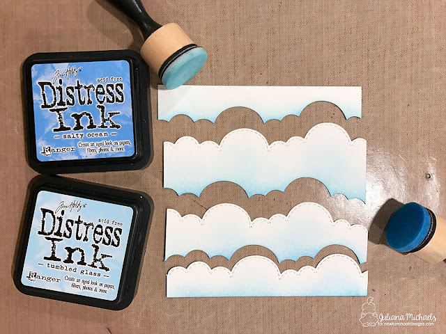 Die Cut + Distress Ink Cloud Background Tutorial by Juliana Michaels featuring Newton's Nook Designs Sky Borders Die Set