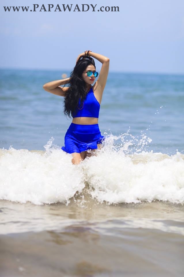 Myanmar Model Marina - Blue Queen At The Beach