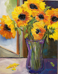 window sunflowers oil painting fine acrylic painters daily sold