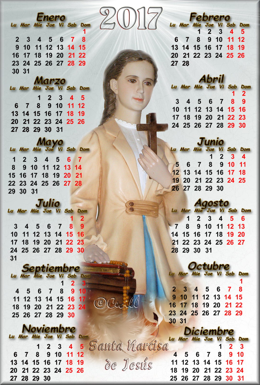 Calendario religioso 2017 para imprimir