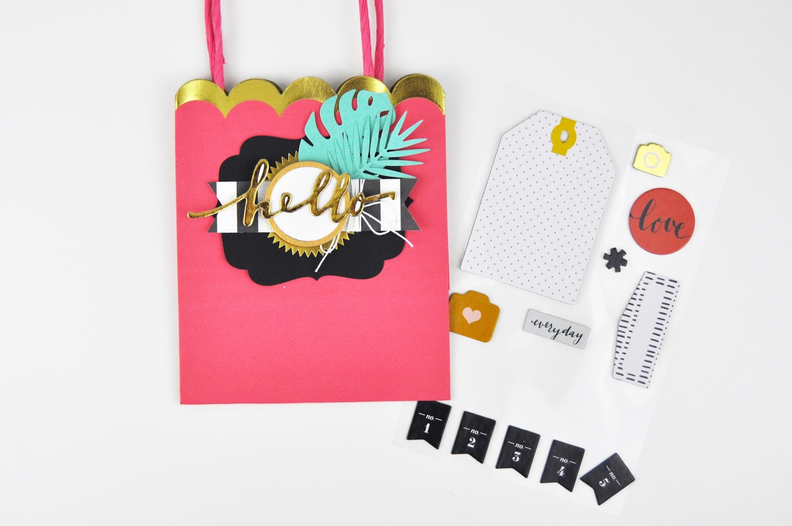 Tropical gift bag DIY. How to create tropical party favor bags with Jen Gallacher using die cut tropical leaves, label stickers, and more. #partyfavor #giftbag #papercrafter #jengallacher Tropical gift bag DIY. How to create tropical party favor bags with Jen Gallacher using die cut tropical leaves, label stickers, and more. #partyfavor #giftbag #papercrafter #jengallacher