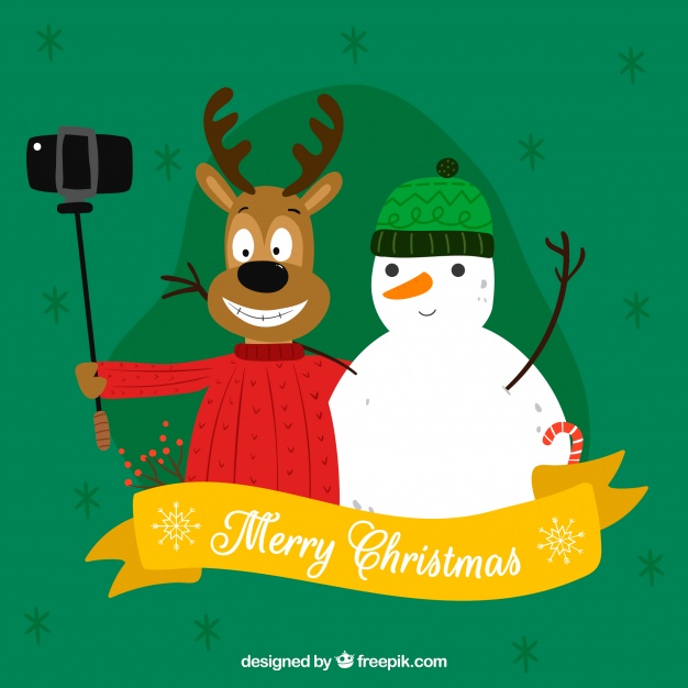 Funny hand drawn merry christmas Free Vector