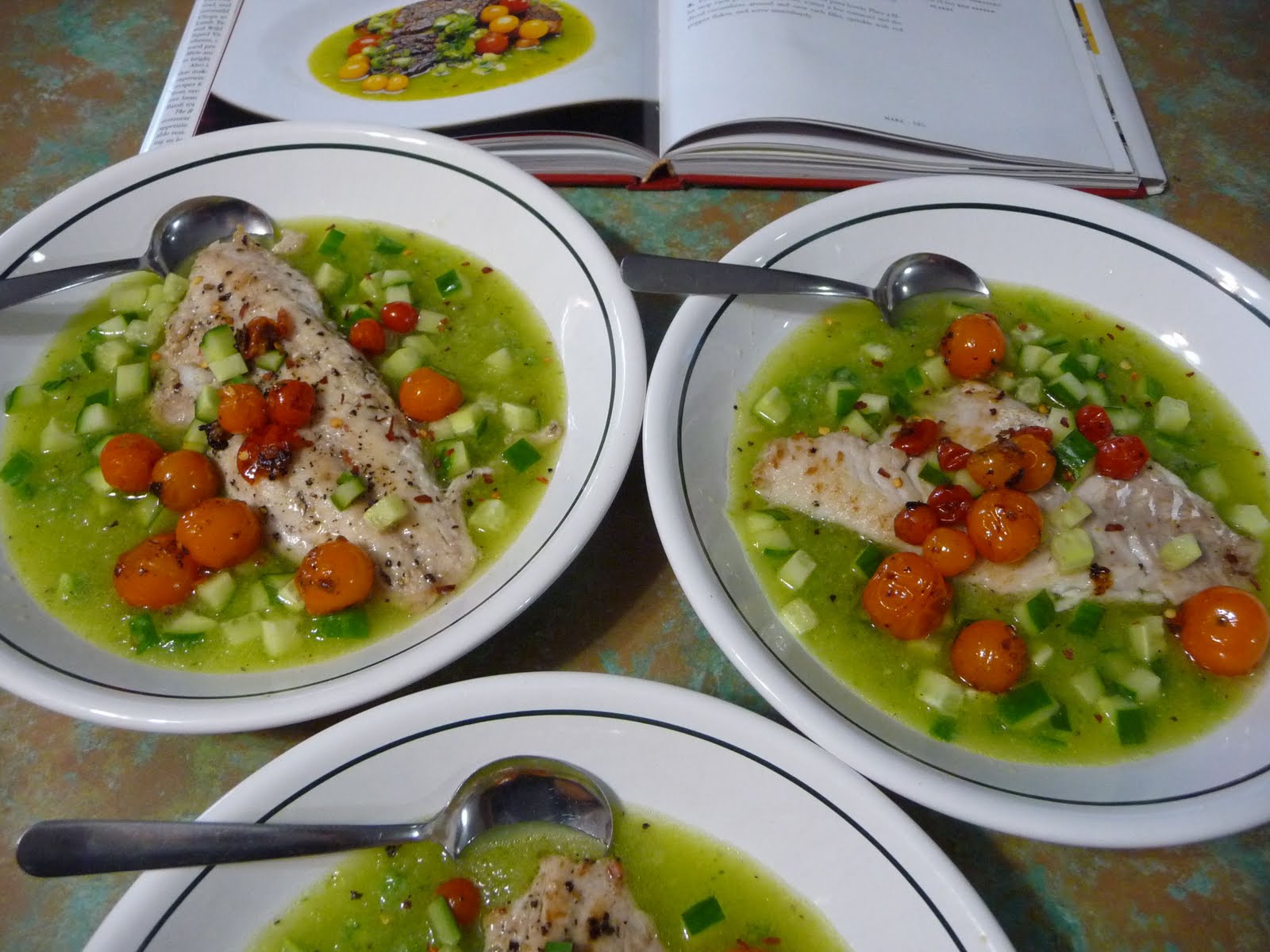 gastroblog: tilefish with tomato and cucumber gazpacho