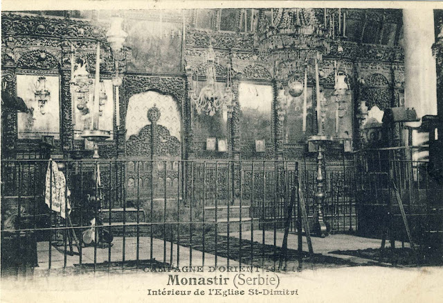 The interior of the church "St.Dimitrija" in Bitola in 1917 Publisher: H. Grimaud Cie Marseille, France