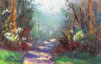 Plein air study of a landscape in soft pastels