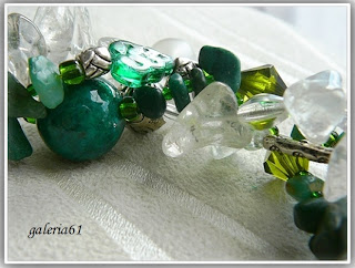 Naszyjnik zielony i przezroczysty - szkło, koraliki, porcelana, masa p