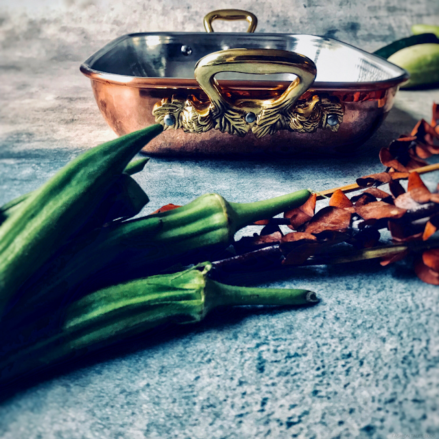 Copper casserole pan with brass handles