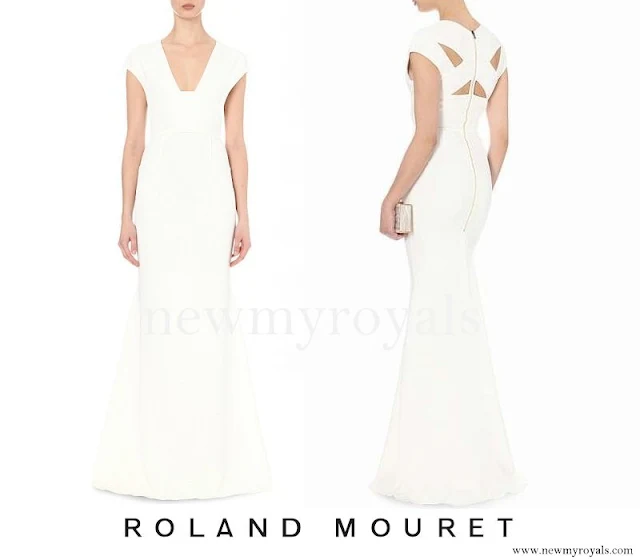 Princess Charlene wears Roland Mouret Ives stretch crepe gown