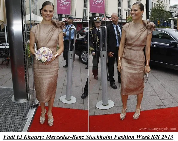 Crown Princess Victoria wore a brown coat and dress by Swedish-Lebanese designer Fadi el Khoury