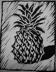 printmaking linoleum block prints experiments pineapple cady emily illustration