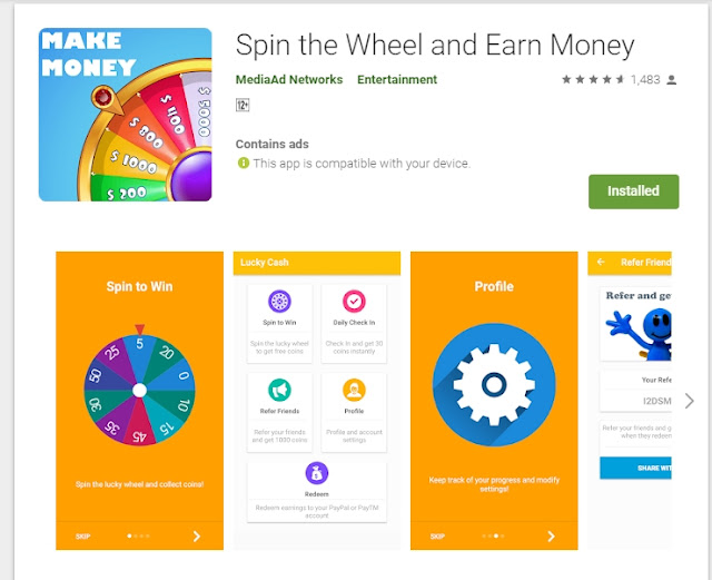Spin wheel earn money apps
