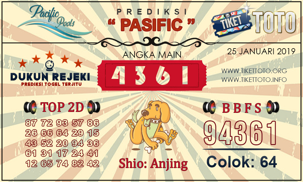 Prediksi Togel PASIFIC TIKETTOTO 25 JANUARI 2019