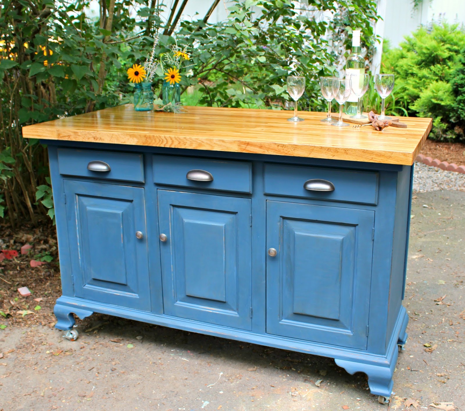 Heir and Space A Pine Hutch Base Turned Island