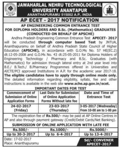 Online AP ECET 2017 Notification, Schedule| Andhra Pradesh ECET 2017 Online AP ECET 2017 Notification, Schedule,Andhra Pradesh ECET 2017