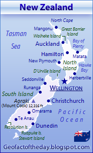 GeoFact of the Day Blog map of New Zealand