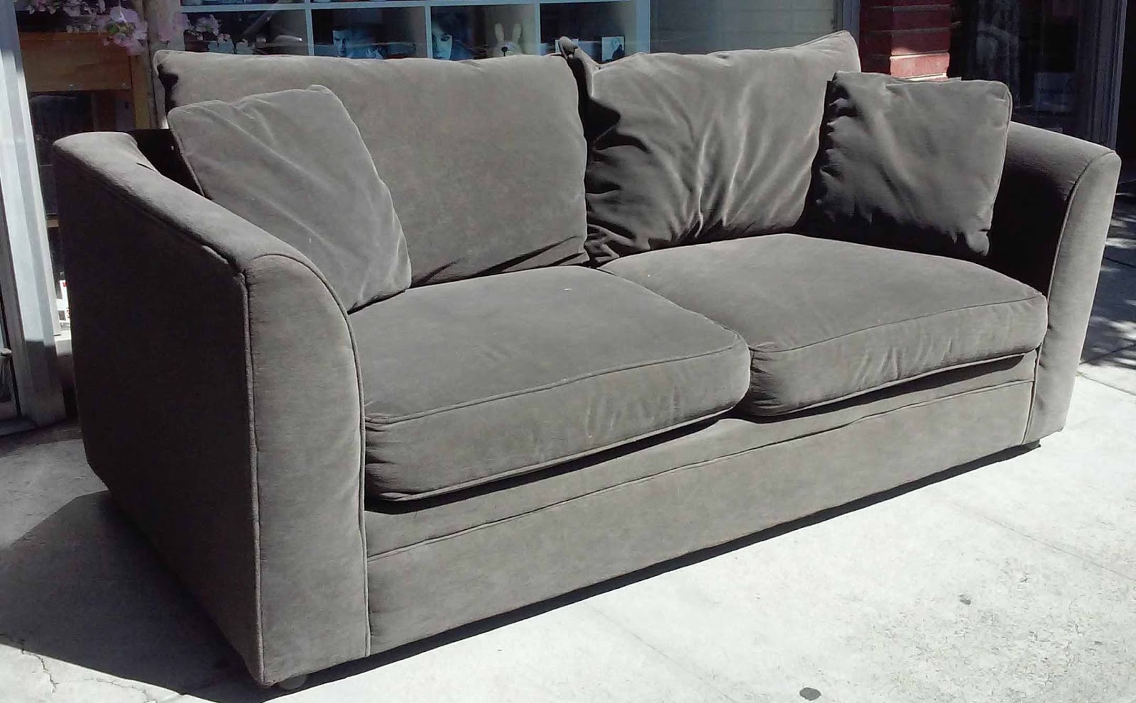 UHURU FURNITURE & COLLECTIBLES SOLD Sealy Charcoal Grey Sofa 145