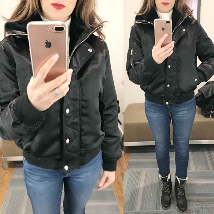 gap faux fur bomber jacket