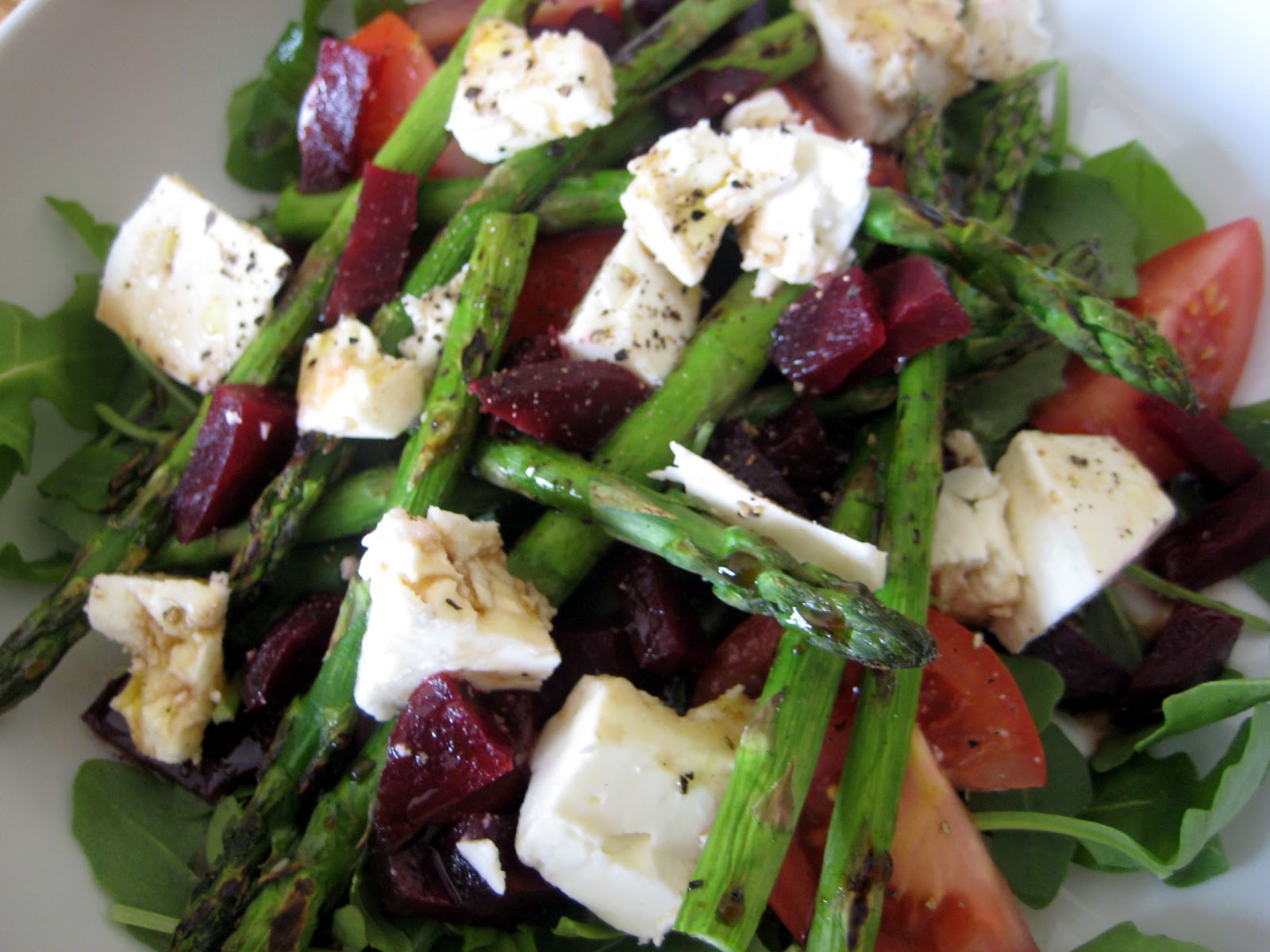 Serena's Medium Rare Asparagus, Feta, & Beetroot Salad