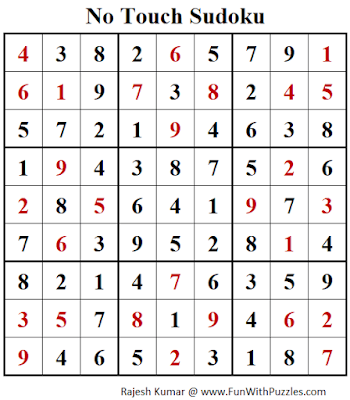 Answer of No Touch Sudoku Puzzle (Fun With Sudoku #302)