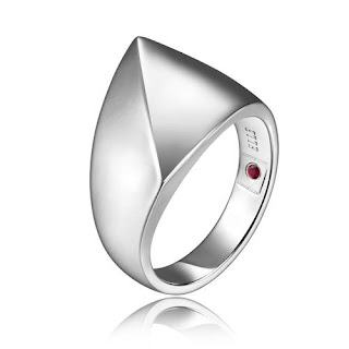 Sterling Silver Point Ring from ELLE Jewelry's Genesis Collection. Features the ELLE signature genuine ruby, symbolizing a woman's strength and inner beauty.