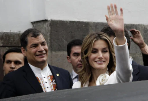 Princess Letizia Ortiz, Prince Felipe and Ecuadorian President Rafael Correa