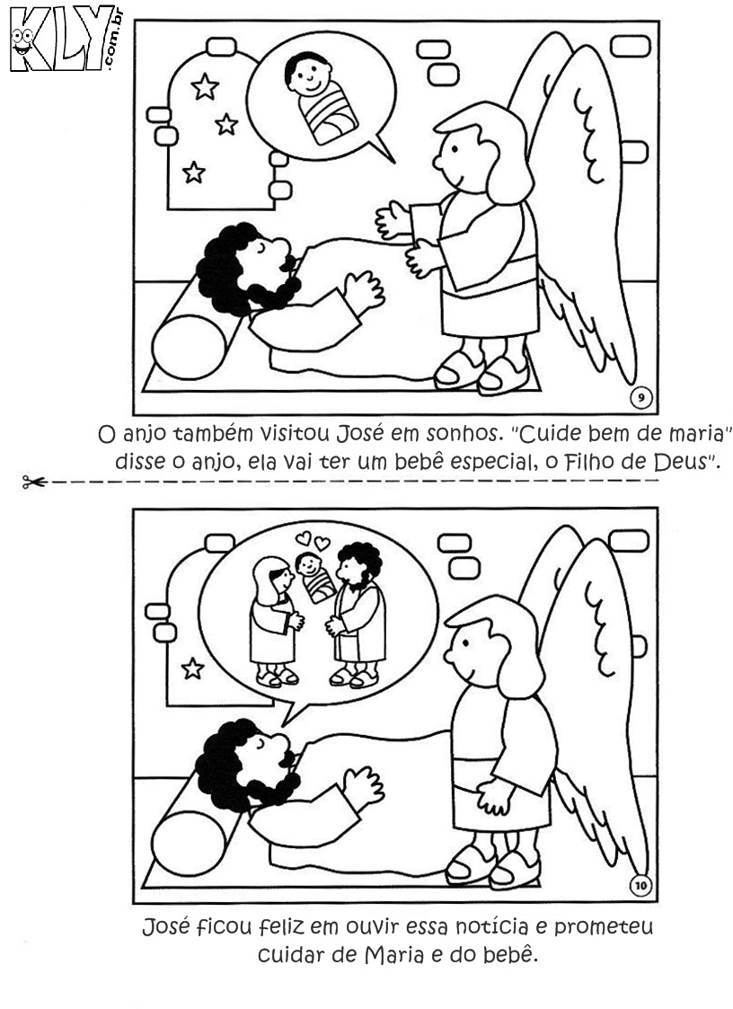 Catequese e Luz: história do nascimento de Jesus completa para colorir