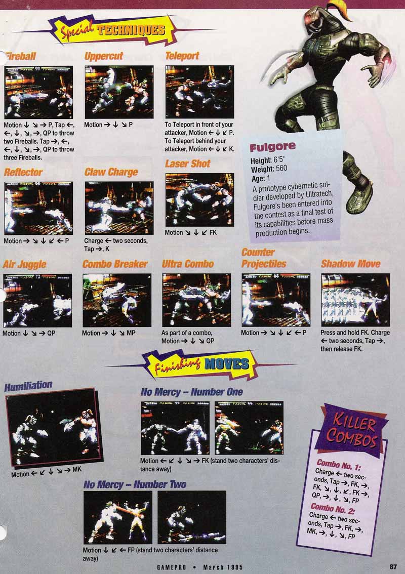 Killer Instinct 1 Guía (Movimientos Especiales, Combos, Ultras, Sombras