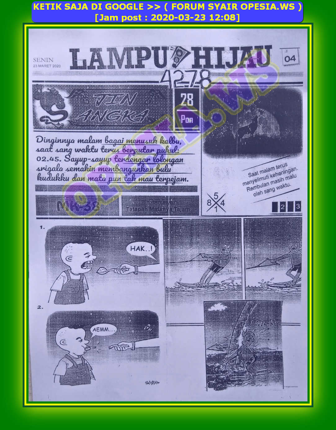 Kode Syair Hongkong 23 Maret 2020 Forum Syair Togel Hongkong Singapura Sydney