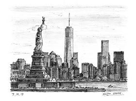 11-Statue-of-Liberty-and-Freedom-Tower-Stephen-Wiltshire-Urban-Cityscapes-www-designstack-co