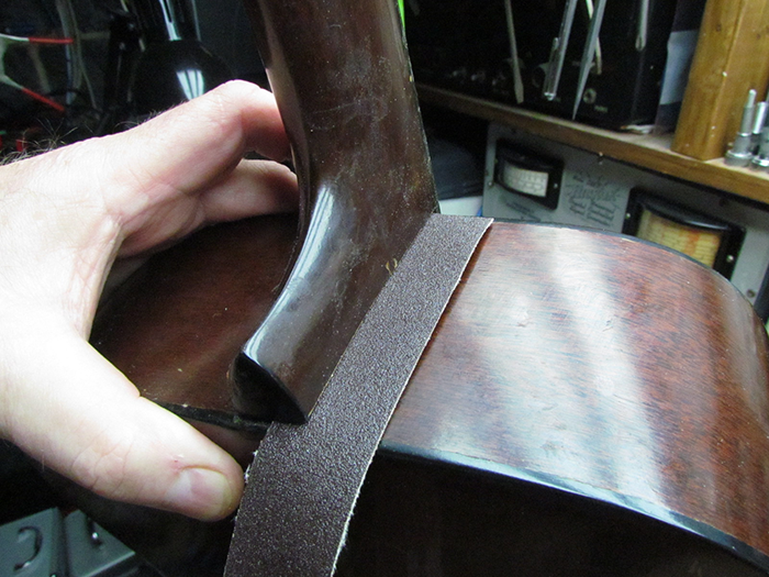 Shimming Guitar Neck Dovetail and Finish Chip Repair 1931 Martin 018T