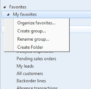 Listing of multiple ways to organize favorites in AX